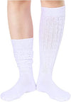 Funny White Socks for Women Teen Girls, White Slouch Socks, White Scrunch Socks, Thick Long High Knit Socks, Gifts for the 80s 90s, Vintage Solid Color Socks