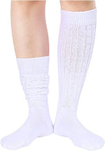 Funny White Socks for Women Teen Girls, White Slouch Socks, White Scrunch Socks, Thick Long High Knit Socks, Gifts for the 80s 90s, Vintage Solid Color Socks