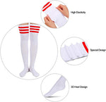 Knee High Socks for Women Teen Girls, Athletic Thigh Highs Tube Socks, Cosplay Costume, Stripes Socks, Sporty Stockings 80s Socks