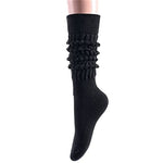 Funny Black Socks for Women Teen Girls, Black Slouch Socks, Black Scrunch Socks, Thick Long High Knit Socks, Gifts for the 80s 90s, Vintage Solid Color Socks