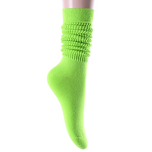 Novelty Green Slouch Socks For Women, Green Scrunch Socks For Girls, Cotton Long Tall Tube Socks, Fashion Vintage 80s Gifts, 90s Gifts, Women's Green Socks