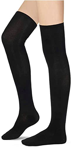 Thigh High Socks, Knee High Socks for Women Girls, Long Socks Over the Knee Socks, Black Socks