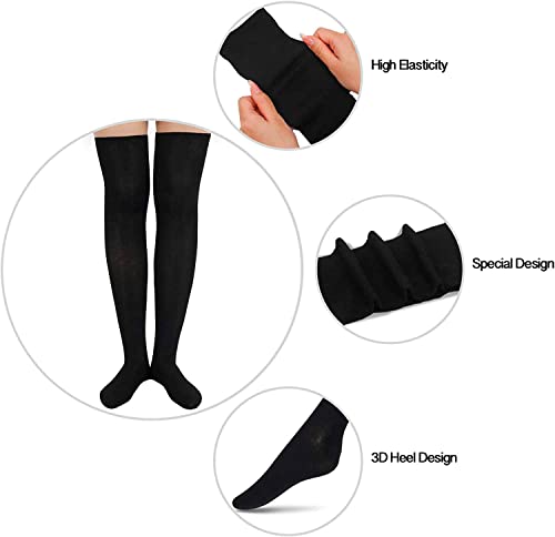 Women's Cute Over The Knee Thigh High Warm Black Novelty Solid Color Socks