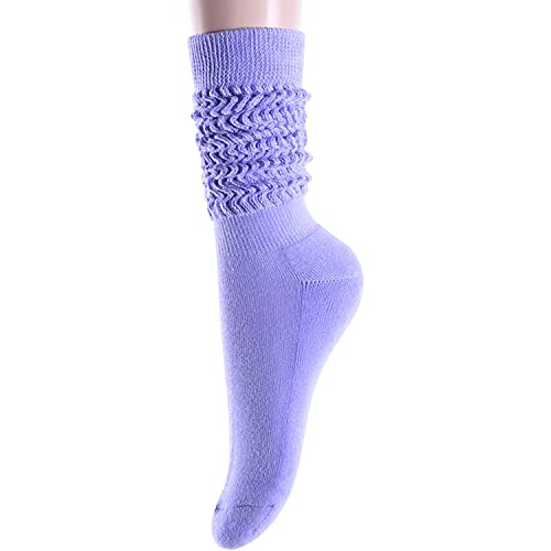 Funny Purple Socks for Women Teen Girls, Purple Slouch Socks, Purple Scrunch Socks, Thick Long High Knit Socks, Gifts for the 80s 90s, Vintage Solid Color Socks