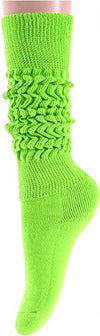 Funny Green Socks for Women Teen Girls, Green Slouch Socks, Green Scrunch Socks, Thick Long High Knit Socks, Gifts for the 80s 90s, Vintage Solid Color Socks