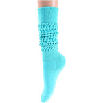 Funny Blue Socks for Women Teen Girls, Blue Slouch Socks, Blue Scrunch Socks, Thick Long High Knit Socks, Gifts for the 80s 90s, Vintage Solid Color Socks