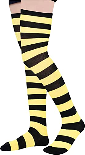7 Pair Striped Thigh High Socks, Knee High Socks for Women Teen Girls, School Socks, Long Socks Over the Knee Socks