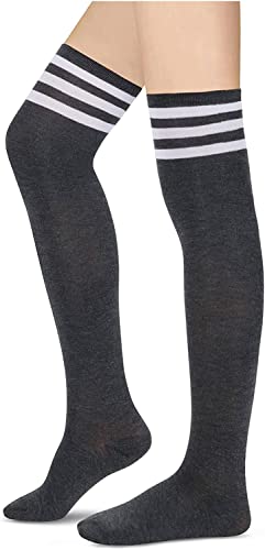 2 Pair Women's Striped Over Knee Socks Thigh High Cosplay Long Hosiery Stockings