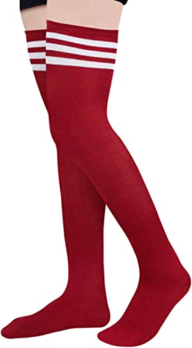 Women's Crazy Over The Knee Thigh High Cozy Striped Socks for Teen Girls
