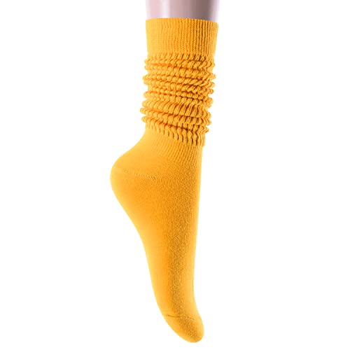 Novelty Mustard Slouch Socks For Women, Mustard Scrunch Socks For Girls, Cotton Long Tall Tube Socks, Fashion Vintage 80s Gifts, 90s Gifts, Women's Mustard Socks
