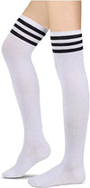 Sporty Stockings 80s Socks, Knee High Socks for Women Teen Girls, Athletic Thigh Highs Tube Socks, Stripes Socks, Cosplay Costume