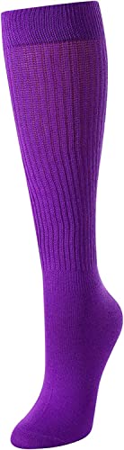 Women's Cute Mid-Calf Stacked Warm Slouch Purple Trendy Solid Color Socks