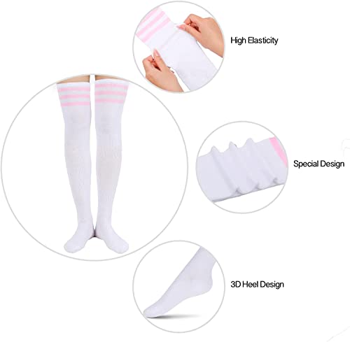 Women's Cute Over The Knee Thigh High Warm White Novelty Striped Socks
