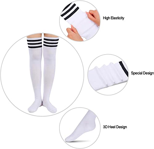 Women's Cute Over The Knee Thigh High Warm White Novelty Striped Socks