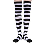 6 Pair Athletic Thigh Highs Tube Socks, Stripes Socks, Sporty Stockings 80s Socks, Cosplay Costume, Knee High Socks for Women