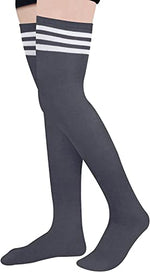 Women's Novelty Over The Knee Thigh High Fashion Striped Socks for Teen Girls-6 Pack