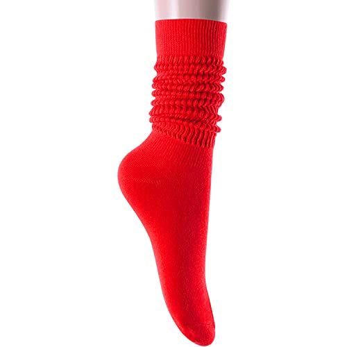 Novelty Red Slouch Socks For Women, Red Scrunch Socks For Girls, Cotton Long Tall Tube Socks, Fashion Vintage 80s Gifts, 90s Gifts, Women's Red Socks