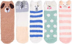 Women's Fuzzy Fluffy Slipper Foozy Animals Socks Gifts-5 Pack