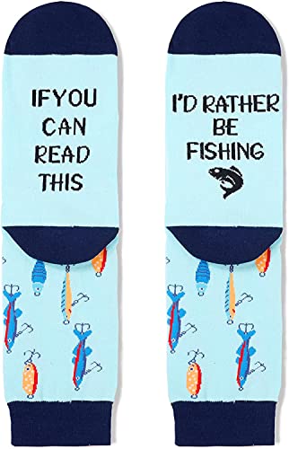 If You Can Read This, I'd Rather Be Fishing Socks for Men Who Love to Fishing, Funny Gifts for Fishermen, Fishing Lovers Gifts