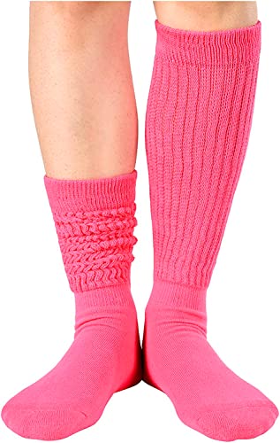 Funny Dark Pink Socks for Women Teen Girls, Dark Pink Slouch Socks, Dark Pink Scrunch Socks, Thick Long High Knit Socks, Gifts for the 80s 90s, Vintage Solid Color Socks