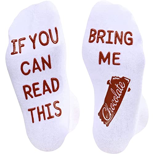 Funny Chocolate Socks for Unisex Adult Who Love Chocolate, Novelty Chocolate Gifts,Men Women Gag Gifts, Gifts for Chocolate Lovers, Funny Sayings If You Can Read This, Bring Me Chocolate Socks