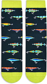 Unisex Unique Mid-Calf Knit Black Fishing Socks Novelty Fishing Gifts