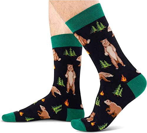 Men's Novelty Thick Cute Bear Socks Gifts for Bear Lovers