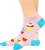 Women's Funny Low Cut No Show Ankle Crazy Donut Cupcake Socks-2 Pack