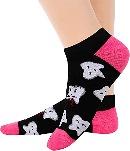 Funny Dental Ankle Socks, Teeth Socks for Women, Dentist Gifts for Dental Hygienists, Dental Assistants, Dental Hygiene Students, Dental School Students Gifts