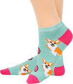 Women's Stylish Low Cut Ankle Thick Crew Funny Corgi Socks Gifts-2 Pack