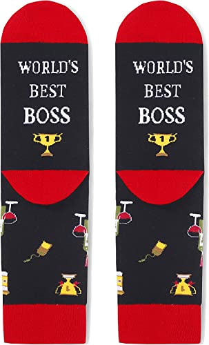 Unisex Boss Socks, World's Best Boss Gifts, Funny Novelty Christmas Birthday Gift for Him Her Bossy, Perfect Boss Appreciation Gift