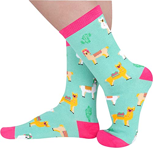 2 Pairs Women's Llama Socks Fun Llama Gifts For Llama Lovers Mom Women, Gifts for Farmers