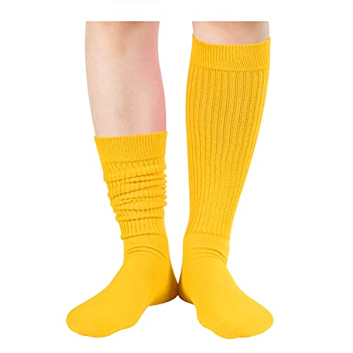 Novelty Yellow Slouch Socks For Women, Yellow Scrunch Socks For