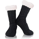 Women's Novelty Fuzzy Thermal Black Thick Cute Solid Color Socks