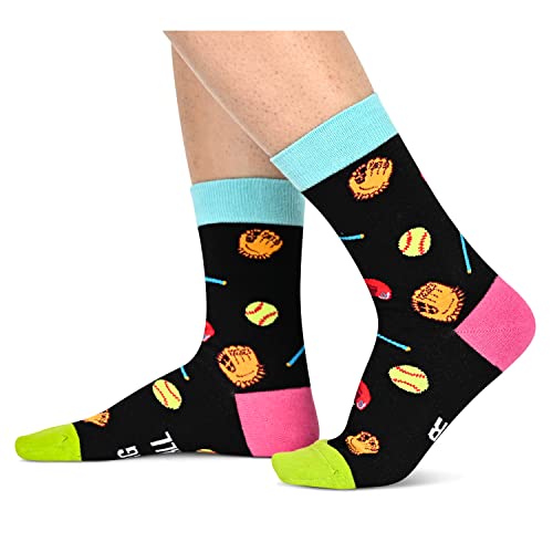 Novelty Softball Socks, Funny Softball Gifts for Softball Lovers, Ball Sports Socks, Gifts For Men Women, Unisex Softball Themed Socks, Sports Lover Gift, Silly Socks, Fun Socks