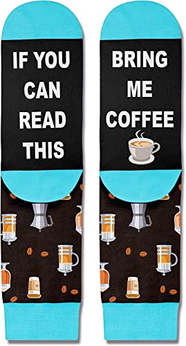 If You Can Read This Bring Me Coffee, Funny Novelty Socks for Men Women, Novelty Unisex Coffee Gifts, Funny Saying Socks