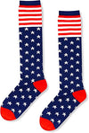 Women's Novelty Knee High Long Knit Dark Blue Cool Usa Flag Socks USA Gifts