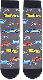 Fun Racing Car Socks for Men Who Love Racing Car, Novelty Racing Car Gifts,Men Gag Gifts, Gifts for Racing Car Lovers, Funny Sayings If You Can Read This, The Race Is On Socks