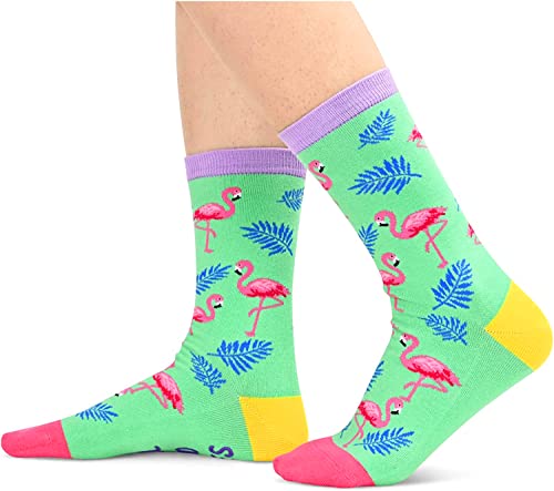 Funny Saying Flamingo Gifts for Women,Just A Girl Who Loves Flamingos,Novelty Flamingo Print Socks