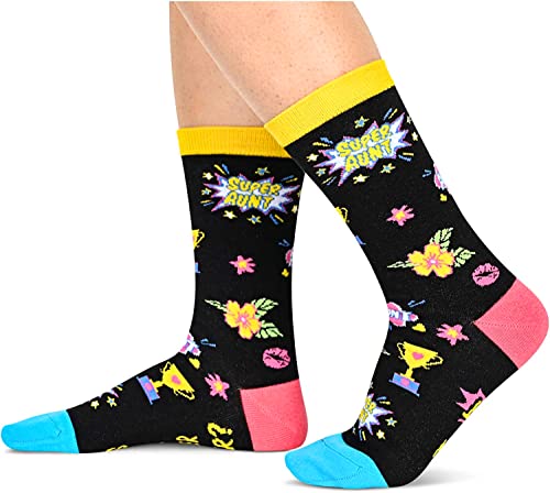 Novelty Socks for Women, Best Aunt Gifts from Niece Nephew, Cool Auntie Gifts, Unique Aunt Birthday Gifts, Christmas Gifts, Mothers Day Gifts for Aunt, Funny Socks for Her