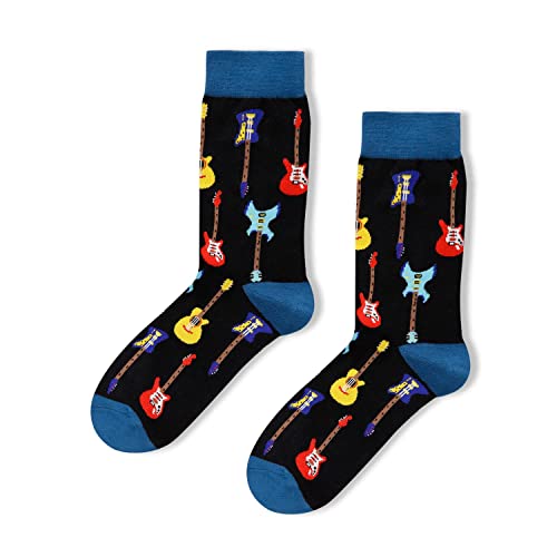Men's Novelty Black Stylish Guitar Socks-2 Pack Gifts for Guitar Lovers
