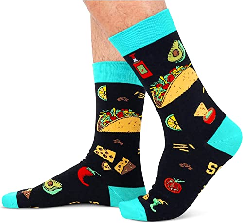 Men's Taco Socks, Taco Lover Gift, Fast Food Lover Socks, Novelty Taco Gifts, Gift Ideas for Men, Funny Taco Socks for Taco Lovers, Taco Tuesday