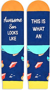 Unisex Crazy Mid-Calf Blue Cute Best Son Socks Novelty Son Gifts