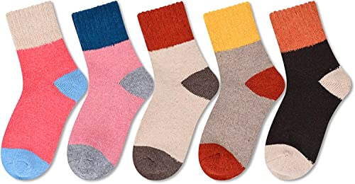 Women's Cozy Thick Wool Stylish Light Color Socks Gifts-5 Pack