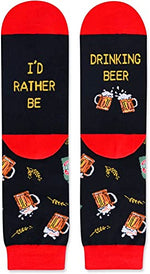 Unisex Funny Saying Socks for Women Men, I'd Rather Be Drinking Beer Socks, Novelty Gifts for Beer Drinkers