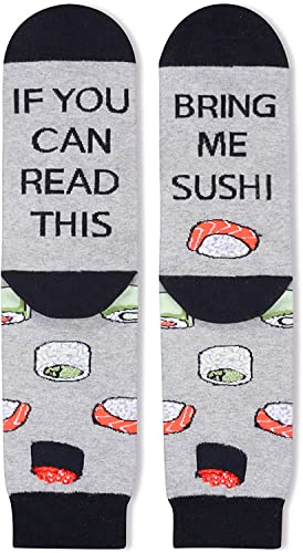 Funny Sushi Socks for Women Who Love Sushi, Novelty Sushi Gifts, Women's Gag Gifts, Gifts for Sushi lovers, Funny Sayings If You Can Read This, Bring