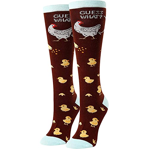 Unique Chicken Gifts for Women Silly & Fun Chicken Socks Silly Chicken Gifts for Moms, Women's Knee High Socks