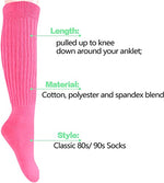 Funny Dark Pink Socks for Women Teen Girls, Dark Pink Slouch Socks, Dark Pink Scrunch Socks, Thick Long High Knit Socks, Gifts for the 80s 90s, Vintage Solid Color Socks