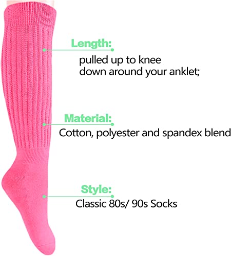 Funny Dark Pink Socks for Women Teen Girls, Dark Pink Slouch Socks, Dark Pink Scrunch Socks, Thick Long High Knit Socks, Gifts for the 80s 90s, Vintage Solid Color Socks