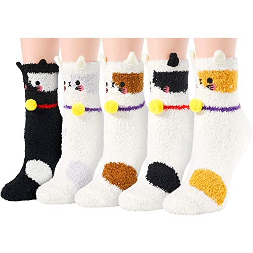 5 Pairs Socks Winter Gifts for Women Warm Thick Soft Slipper Socks Christmas Gifts, Gift For Her, Gift For Mom